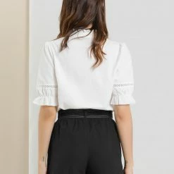 Allegra K Women's Cotton Belted Bow Tie Contrast Stitch Casual Work Shorts 24 Allegra K Women's Cotton Belted Bow Tie Contrast Stitch Casual Work Shorts