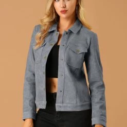 Allegra K Vintage Faux Suede Trucker Jacket