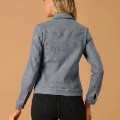 Allegra K Vintage Faux Suede Trucker Jacket