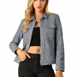 Allegra K Vintage Faux Suede Trucker Jacket
