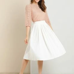 Allegra K Women's 3/4 Lantern Sleeve Semi Sheer Vintage Lace Tops 45 Allegra K Women's 3/4 Lantern Sleeve Semi Sheer Vintage Lace Tops