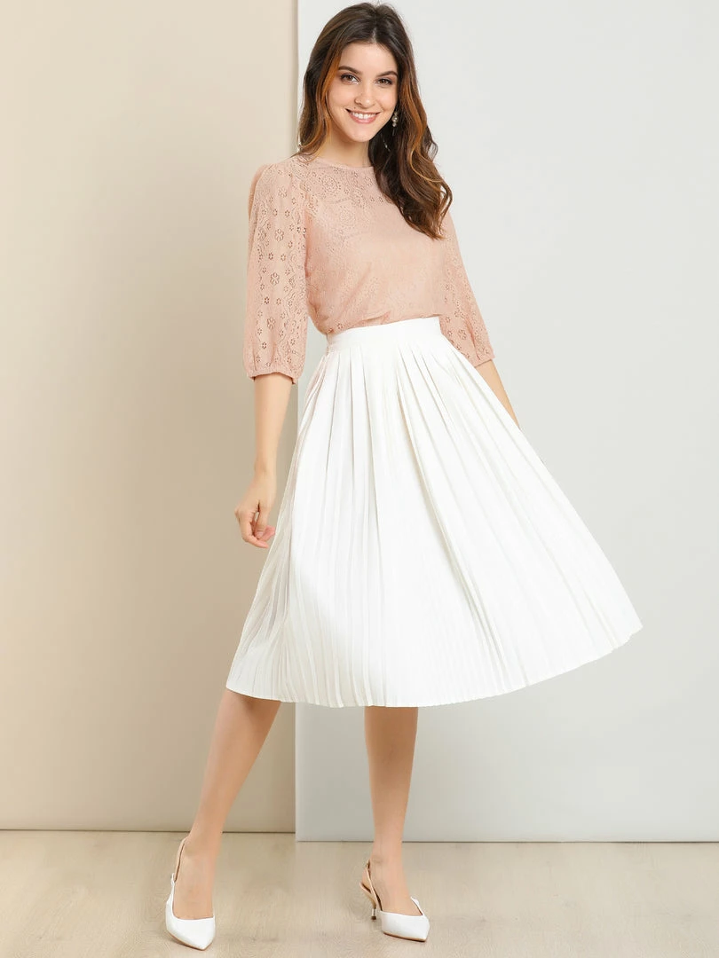 Allegra K Women's 3/4 Lantern Sleeve Semi Sheer Vintage Lace Tops 16 Allegra K Women's 3/4 Lantern Sleeve Semi Sheer Vintage Lace Tops