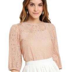 Allegra K Women's 3/4 Lantern Sleeve Semi Sheer Vintage Lace Tops 44 Allegra K Women's 3/4 Lantern Sleeve Semi Sheer Vintage Lace Tops