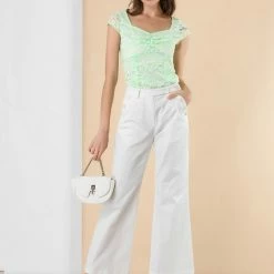 Allegra K Women's Lace Top Cap Sleeve Sweetheart Neck Ruched Front Vintage Blouse 48 Allegra K Women's Lace Top Cap Sleeve Sweetheart Neck Ruched Front Vintage Blouse