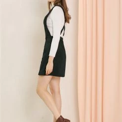 Allegra K Women's Corduroy Mini V Neck A-line Pinafore Bib Overall Dress 66 Allegra K Women's Corduroy Mini V Neck A-line Pinafore Bib Overall Dress