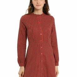 Allegra K Women's Vintage Check Ruffle Neck Button Down Long Sleeve A-Line Dress 24 Allegra K Women's Vintage Check Ruffle Neck Button Down Long Sleeve A-Line Dress