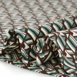 Allegra K Women's Geometric Print Round Neck Top Concealed Placket Work Blouse