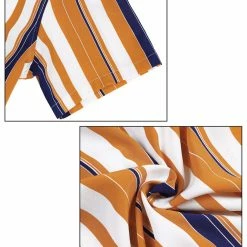 Allegra K Men's Summer Striped Shirts Short Sleeves Button Down Beach Color Block Shirt