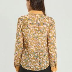 Allegra K Women's Floral Printed Button Up Contrast Color Long Sleeve Work Office Shirt Top 38 Allegra K Women's Floral Printed Button Up Contrast Color Long Sleeve Work Office Shirt Top