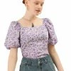 Allegra K Women‘s Prairie Puff Sleeve Sweetheart Neck Peasant Smocked Floral Tops 1 Allegra K Women‘s Prairie Puff Sleeve Sweetheart Neck Peasant Smocked Floral Tops