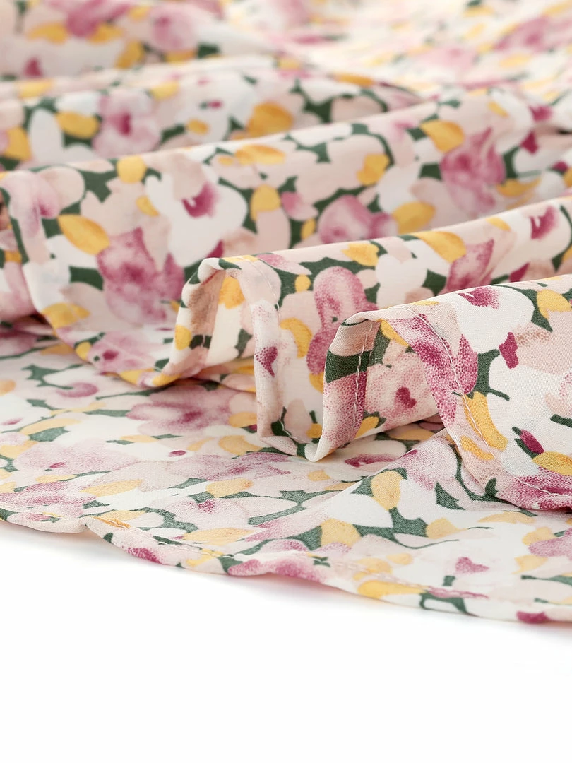 Allegra K Women's Floral Fall Elastic Waist Ruffle High Low Hem Vintage Skirt 15 Allegra K Women's Floral Fall Elastic Waist Ruffle High Low Hem Vintage Skirt