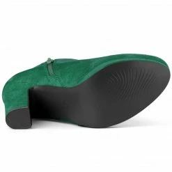 Allegra K Women's Round Toe Chunky Heeled Ankle Heel Boots