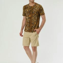 Allegra K Men's Prints Shirts Round Neck Pattern Short Sleeve T Shirt