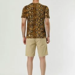 Allegra K Men's Prints Shirts Round Neck Pattern Short Sleeve T Shirt