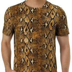 Allegra K Men's Prints Shirts Round Neck Pattern Short Sleeve T Shirt