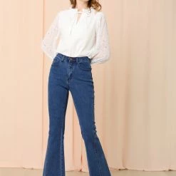Allegra K Women's Vintage Flare Jean Denim Pants High Waist Stretchy Bell Bottoms Jeans 30 Allegra K Women's Vintage Flare Jean Denim Pants High Waist Stretchy Bell Bottoms Jeans