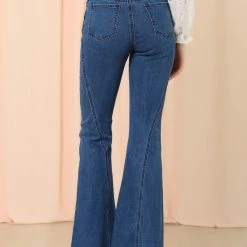 Allegra K Women's Vintage Flare Jean Denim Pants High Waist Stretchy Bell Bottoms Jeans 32 Allegra K Women's Vintage Flare Jean Denim Pants High Waist Stretchy Bell Bottoms Jeans