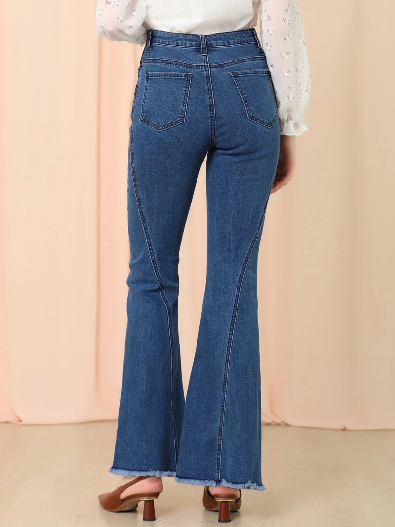 Allegra K Women's Vintage Flare Jean Denim Pants High Waist Stretchy Bell Bottoms Jeans 8 Allegra K Women's Vintage Flare Jean Denim Pants High Waist Stretchy Bell Bottoms Jeans