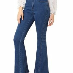 Allegra K Women's Vintage Flare Jean Denim Pants High Waist Stretchy Bell Bottoms Jeans
