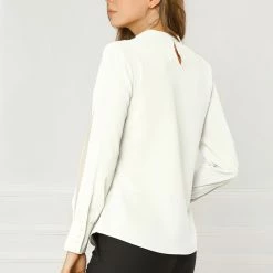 Allegra K Women's Work Office Shirt Keyhole Collar Long Sleeve Fall Chiffon Blouse