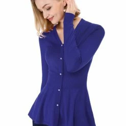 Allegra K Smocked Waist Peplum Pullover Jumper Women