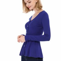 Allegra K Smocked Waist Peplum Pullover Jumper Women