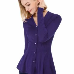 Allegra K Smocked Waist Peplum Pullover Jumper Women