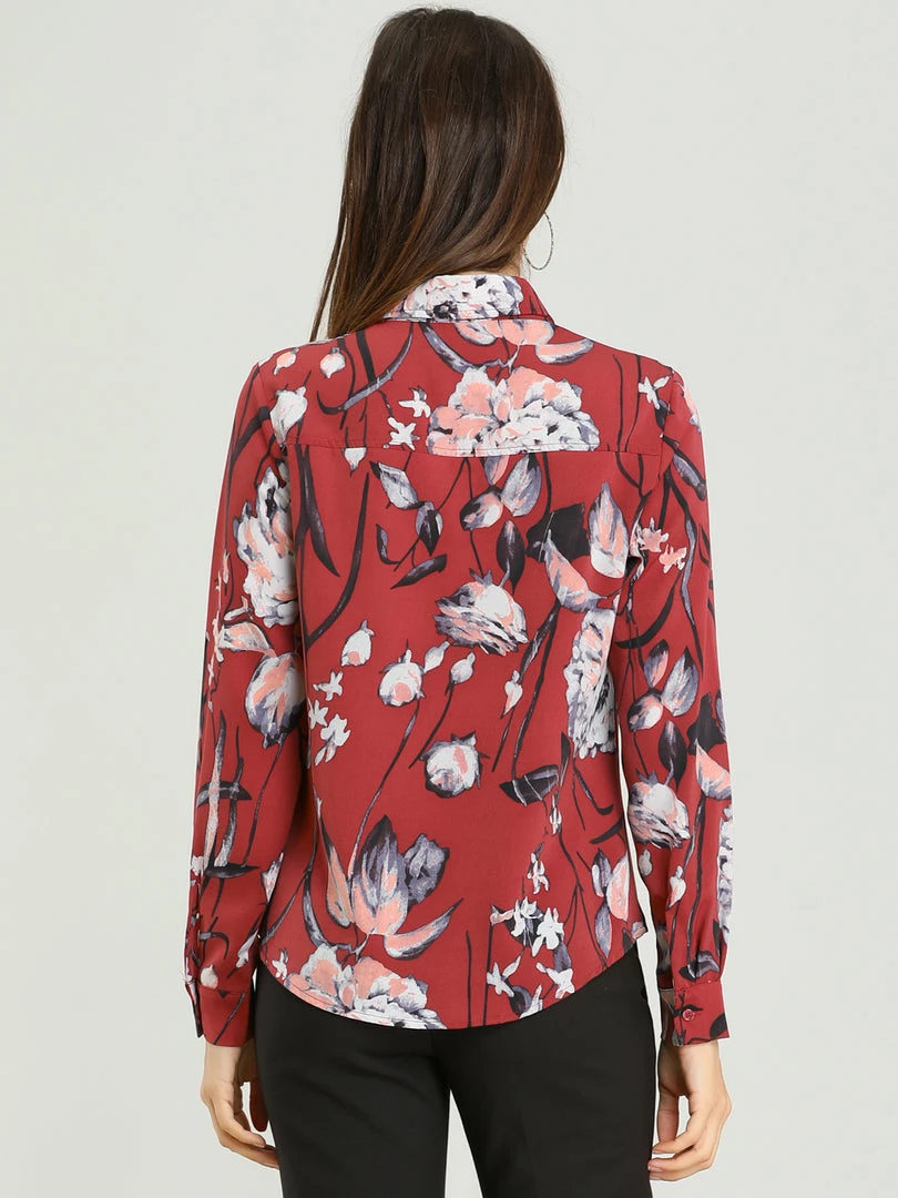 Allegra K Women's Floral Button Down Long Sleeves Tie Neck Work Office Shirt Blouse 13 Allegra K Women's Floral Button Down Long Sleeves Tie Neck Work Office Shirt Blouse