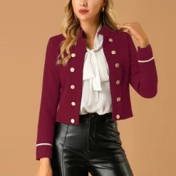 Allegra K Women's 1960 Vintage Steampunk Open Front Button Decor Casual Jacket