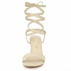 Allegra K Women's Lace Up Chunky Heels Sandals