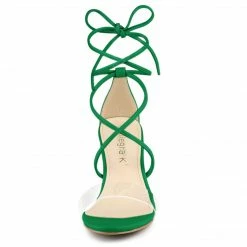 Allegra K Women's Clear Strap Block Heel Lace Up Heels Sandals Shoes 34 Allegra K Women's Clear Strap Block Heel Lace Up Heels Sandals Shoes