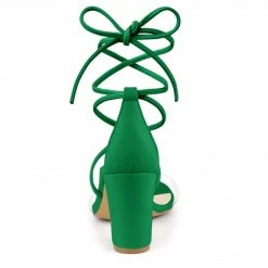 Allegra K Women's Clear Strap Block Heel Lace Up Heels Sandals Shoes 33 Allegra K Women's Clear Strap Block Heel Lace Up Heels Sandals Shoes