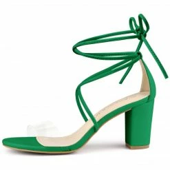 Allegra K Women's Clear Strap Block Heel Lace Up Heels Sandals Shoes 38 Allegra K Women's Clear Strap Block Heel Lace Up Heels Sandals Shoes