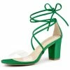 Allegra K Women's Clear Strap Block Heel Lace Up Heels Sandals Shoes 1 Allegra K Women's Clear Strap Block Heel Lace Up Heels Sandals Shoes