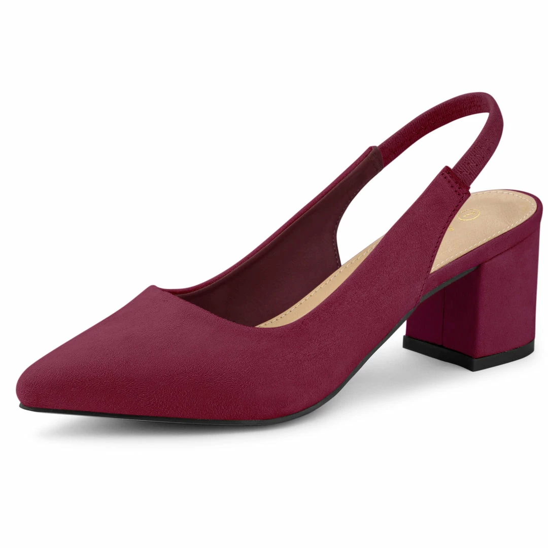 Allegra K Shoes Women's Pointed Toe Block Heel Pumps Slingback Heels 10 Allegra K Shoes Women's Pointed Toe Block Heel Pumps Slingback Heels