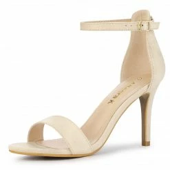 Allegra K Shoes Women's Suede Ankle Strap High Stiletto Heels Sandals