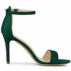 Allegra K Shoes Women's Suede Ankle Strap High Stiletto Heels Sandals