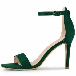 Allegra K Shoes Women's Suede Ankle Strap High Stiletto Heels Sandals