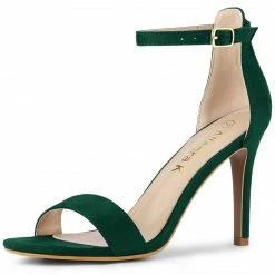 Allegra K Shoes Women's Suede Ankle Strap High Stiletto Heels Sandals