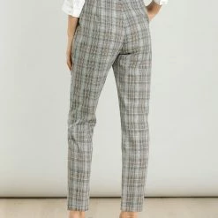 Allegra K Women's Plaid High Waist Straight Pant Trousers Cropped Ankle Tartan Office Pants
