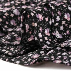 Allegra K Women's Floral Tie Bow Neck Button Down Ruffle Hem Blouse Shirt