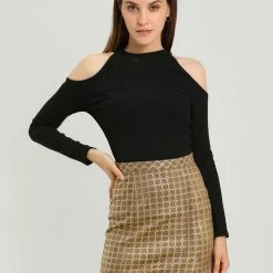 Allegra K Women's Check Slit Hem Faux Suede Mini Skirt