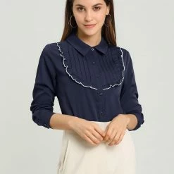 Allegra K Women's Tie Neck Elegant Long Sleeve Work Blouse