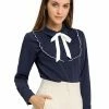 Allegra K Women's Tie Neck Elegant Long Sleeve Work Blouse 2 Allegra K Women's Tie Neck Elegant Long Sleeve Work Blouse