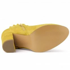 Allegra K Women's Ruffle Block Heel Ankle Boots Shoes