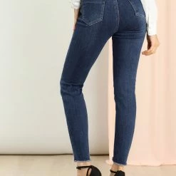Allegra K Women's Denim Pants Skinny Slit Hem High Waist Stretch Ankle Jeans 12 Allegra K Women's Denim Pants Skinny Slit Hem High Waist Stretch Ankle Jeans