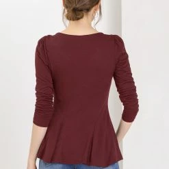 Allegra K Women's Long Sleeves Scoop Neck Casual Peplum Shirt 128 Allegra K Women's Long Sleeves Scoop Neck Casual Peplum Shirt