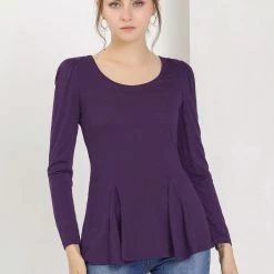 Allegra K Women's Long Sleeves Scoop Neck Casual Peplum Shirt 120 Allegra K Women's Long Sleeves Scoop Neck Casual Peplum Shirt