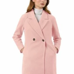 Allegra K Double Breasted Notched Lapel Coat With Raglan Sleeves 106 Allegra K Double Breasted Notched Lapel Coat With Raglan Sleeves