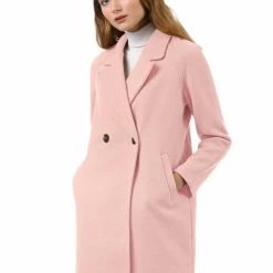 Allegra K Double Breasted Notched Lapel Coat With Raglan Sleeves 105 Allegra K Double Breasted Notched Lapel Coat With Raglan Sleeves